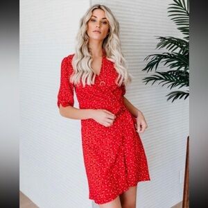 New Vici red mini wrap style Dress size S